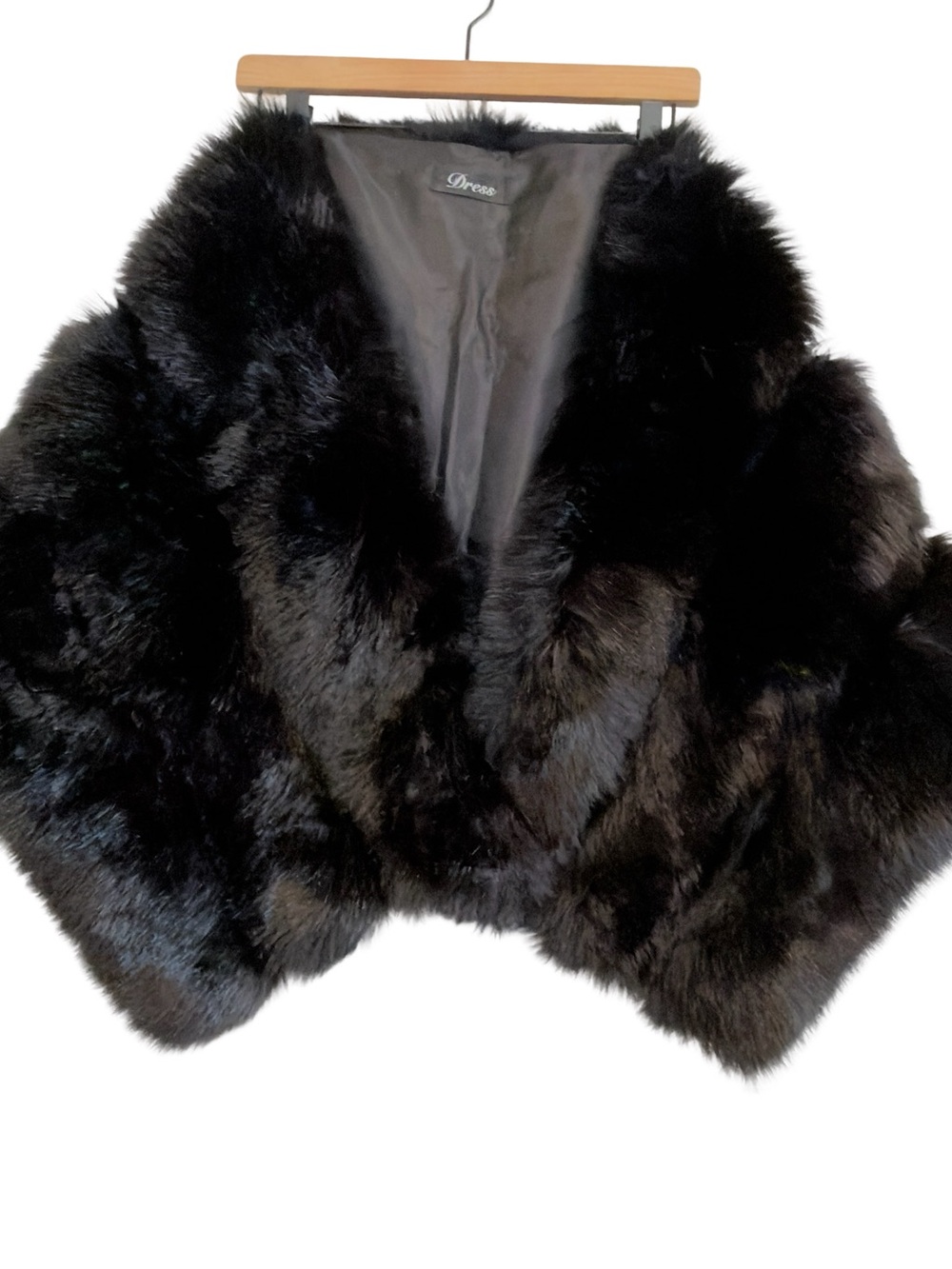 Black Faux Fur Cropped Bolero Jacket